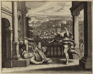Tod Elis nach der Eroberung der Bundeslade durch die Philister (Gravur)