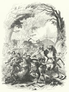 Niederlage der römischen Armee unter Sabinus und Cotta durch die Gallier, 54 v. Chr. (Stich) von European School
