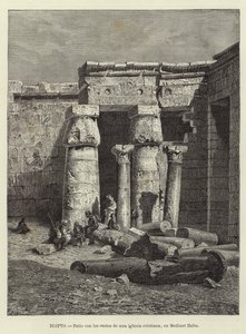 Ägypten - Hof mit den Überresten einer christlichen Kirche in Medinet Habu von European School