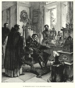 Kaiser Karl V. im Ruhestand im Kloster von Yuste, Spanien, nach seiner Abdankung von European School