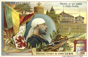 Kaiser Menelik II. von Äthiopien und sein Palast in Addis Abeba von European School