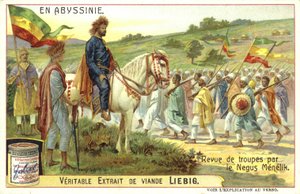 Kaiser Menelik II. von Äthiopien inspiziert Truppen von European School