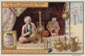 Graviertes und geprägtes Kupfer, Indien von European School