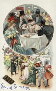 Genießen von Suchard-Schokolade auf einem Maskenball von European School