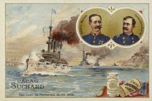 General Manuel Macias und Commodore Winfield Scott Schley, San Juan de Puerto Rico, Spanisch-Amerikanischer Krieg, 13. Juli 1898 von European School