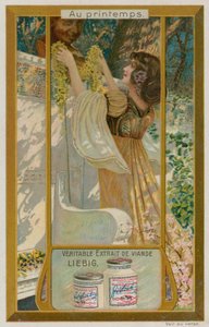 Mädchen, das Blumen auf eine Statue legt von European School
