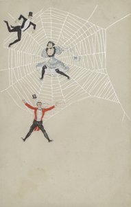 Mädchen fängt Männer in einem Spinnennetz von European School