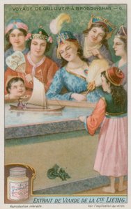 Gulliver in einem Spielzeugboot von European School