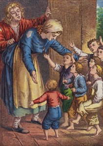 Däumelinchen (Farblithografie) von European School