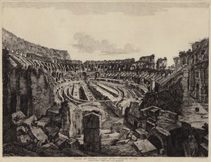 Innenraum des Kolosseums in Rom, ausgegraben 1813 und eröffnet 1814 von European School