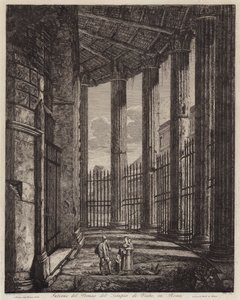 Innenansicht des Portikus des Tempels der Vesta, Rom, Italien von European School