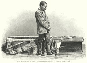 Jacob Wainwright, ein Yao, bei Livingstones Sarg (Gravur) von European School