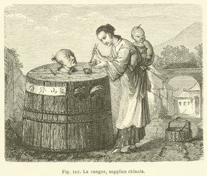 Die Cangue, chinesische Folter (Stich) von European School