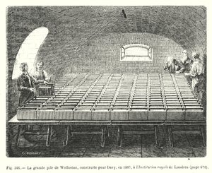 Die große Batterie von Wollaston, gebaut für Davy, 1807, an der Royal Institution in London von European School
