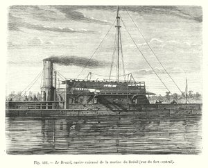 Das Brazil, gepanzertes Schiff der brasilianischen Marine, Ansicht der zentralen Festung von European School
