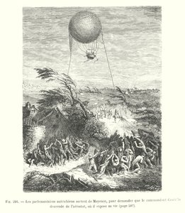 Die österreichischen Parlamentarier verlassen Mainz, um zu verlangen, dass Kommandant Coutella vom Aerostat absteigt, wo er sein Leben riskiert von European School