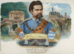 Ludwig II., König von Bayern, und seine Lieblingsschlösser (Chromolithographie)