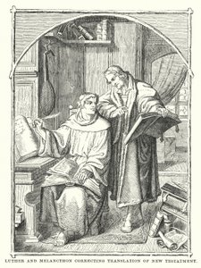 Luther und Melanchthon korrigieren die Übersetzung des Neuen Testaments von European School