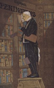 Mann auf einer Leiter in einer Buchhandlung