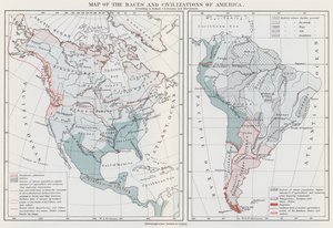 Karte der Rassen und Zivilisationen Amerikas von European School