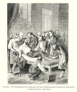 Morton führt die erste Anwendung von Schwefeläther für eine Operation im Bostoner Krankenhaus durch von European School