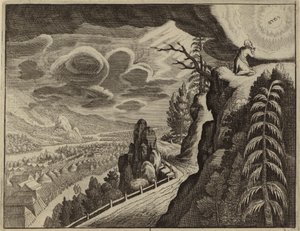 Moses spricht mit Gott auf dem Berg Sinai von European School