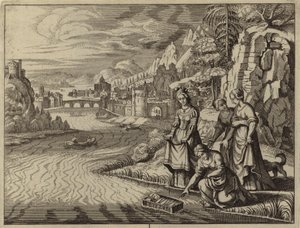 Pharaos Tochter entdeckt den Säugling Moses, der auf dem Nil treibt von European School