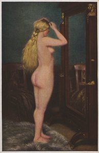 Porträt einer nackten Frau mit langen blonden Haaren
