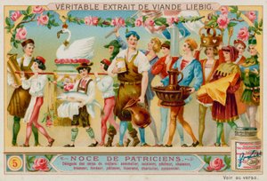 Vertreter verschiedener Handwerke: Weinhändler, Koch, Fischer, Jäger, Brauer, Schmied, Konditor, Weber, Metzger und Schuhmacher von European School