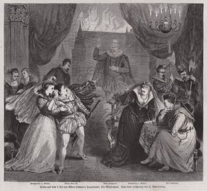 Szene aus Akt III des deutschen Dramatikers Albert Lindners Tragödie Die Bluthochzeit von European School