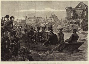 Der Kaiser von Österreich besucht Szegedin während der Überschwemmung (Gravur) von European School