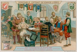 Die Zünfte der Metzger, Gerber, Seifensieder, Schuhmacher, Handschuhmacher und Barbiere versammeln sich von European School