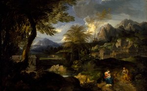 Die Rast auf der Flucht nach Ägypten, 1670-1700 von European School