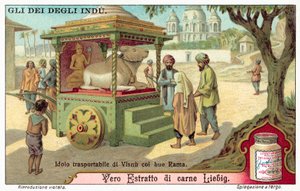 Transportable Idol von Vishnu mit dem Ochsen Rama