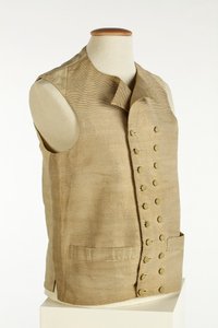 Weste aus gewebter Seide mit feinen goldenen, cremefarbenen und orangefarbenen Streifen, ca. 1780-90