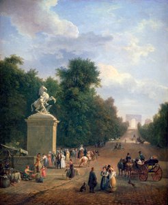 Der Eingang zu den Champs-Élysées, um 1804-1836 von Eustache Francois Duval