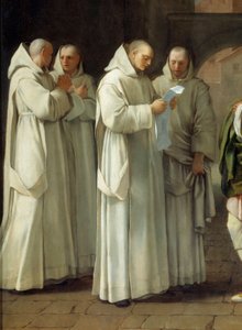 Der heilige Bruno (1030-1101), Gründer des Kartäuserordens, erhält eine Botschaft von Papst Urban II (Detail) von Eustache Le Sueur
