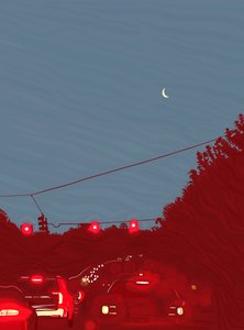Fahrt nach Süden, Sechs Uhr Fünfundfünfzig, ca. 2020-24 von Evan Sklar