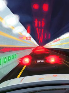 Fahrt durch den Midtown Tunnel bei Nacht