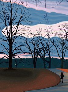 Mann beim Sport im Prospect Park bei Sonnenaufgang von Evan Sklar