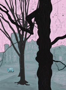 Alter Baum, Altes Haus und Auto von Evan Sklar