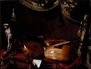 Stillleben mit Musikinstrumenten von Evaristo Baschenis