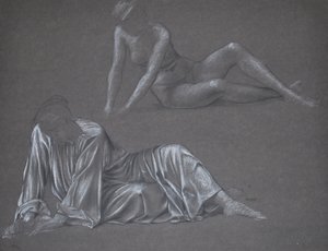 Doppelstudie für Earthbound - liegende weibliche Figur, 1897