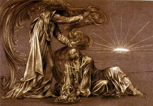 Fertige Studie für Earthbound, ca. 1897 (Kreide) von Evelyn De Morgan