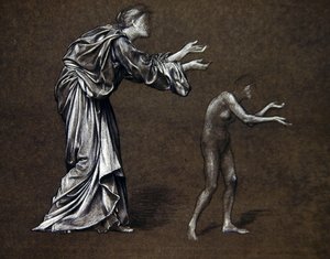 Die heilige Christina gibt die Juwelen ihres Vaters von Evelyn De Morgan