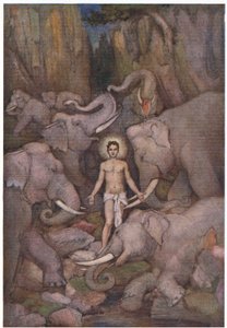 Prahlada überwindet die Elefanten