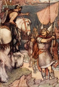 Der Wächter fordert Beowulf heraus