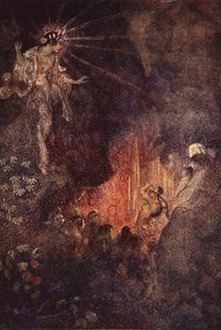 Uzuma weckt die Neugier von Ama-terasu, Illustration aus 