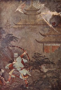Yorimasa tötet das Monster, Illustration aus 