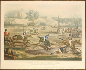 Großes Militär-Hindernisrennen in London, Kanada West, 9. Mai 1843, graviert von J. Harris, 1845 von Evelyne Marie Alexander